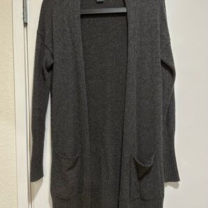 Elegant Charcoal Open Front Cashmere Cardigan